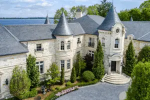 Luxury residence with a custom natural stone facade